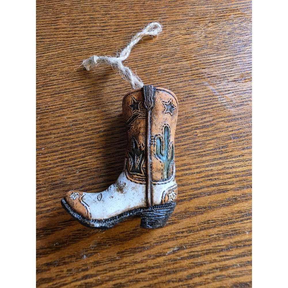 Christmas Shoppe Resin Cowboy Boots Tree Ornament